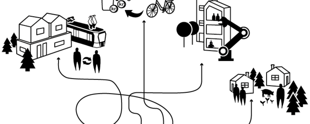 Illustration av en stad och system